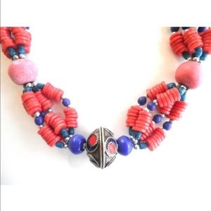 Vintage Berber Necklace, Vintage Ethnic Coral Necklace, Vintage Morocco